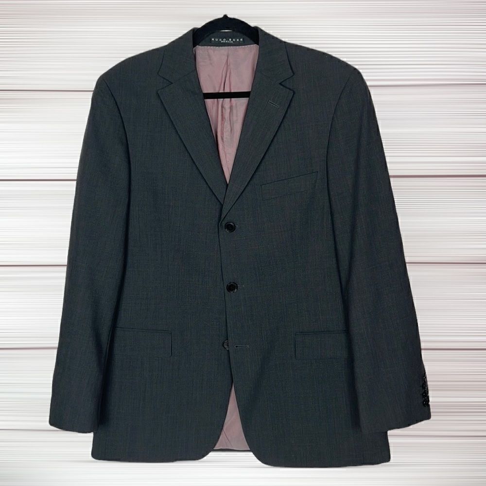 Hugo Boss Rossellini Movie Wool Suit Jacket Sport Coat Three-buttons Charcoal